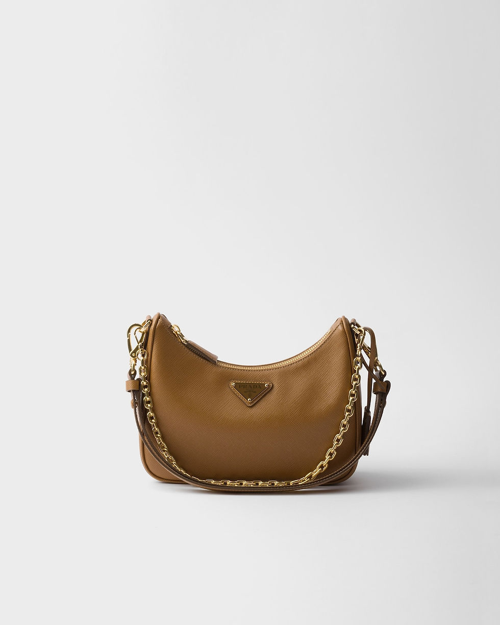 Prada Re-Edition mini bag in caramel Saffiano leather – front view