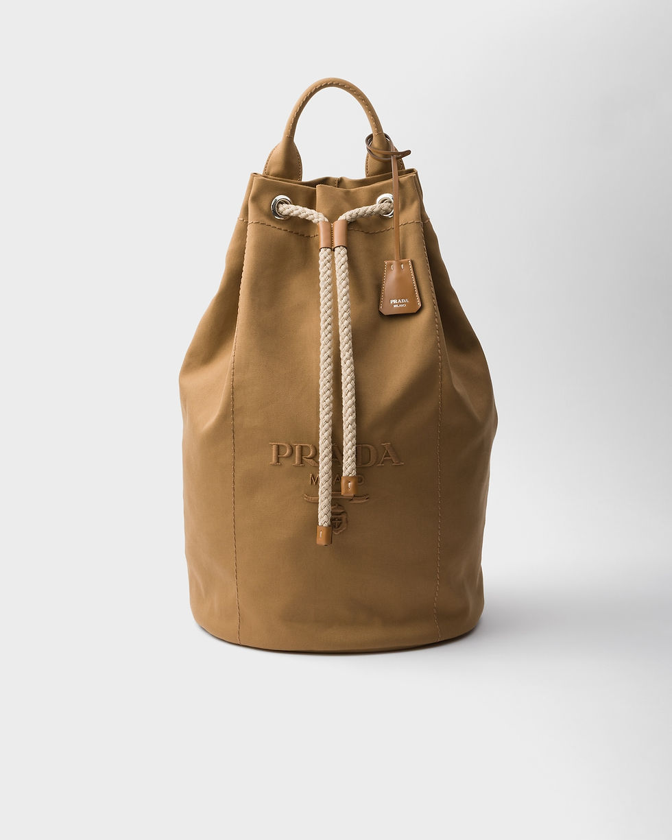 Prada drawstring duffle bag in Tabacco canvas – front view