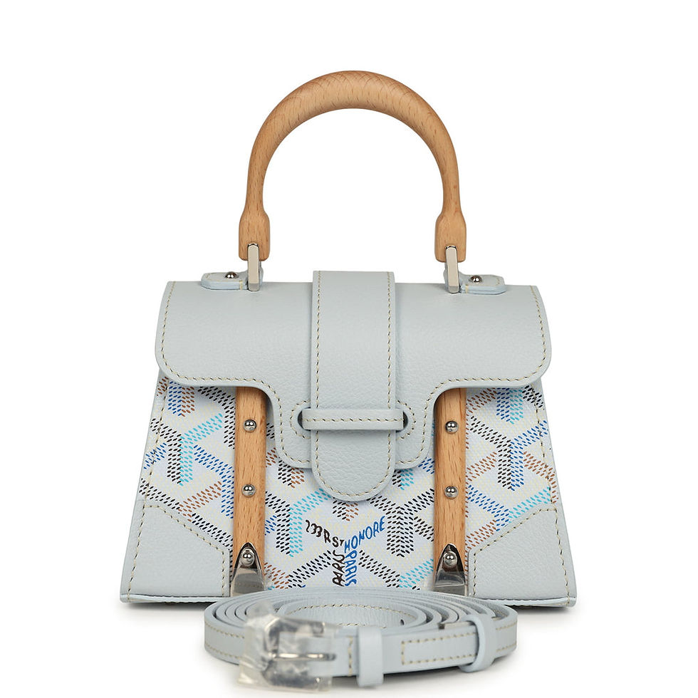 Goyard Saigon Structure Nano bag in Polar Blue Goyardine, front view with detachable strap