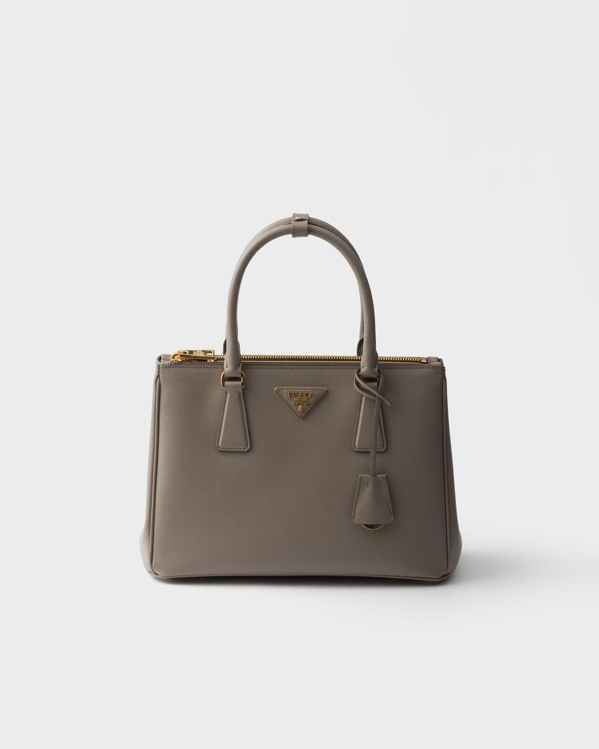Prada Galleria medium bag in clay grey Saffiano leather – front view