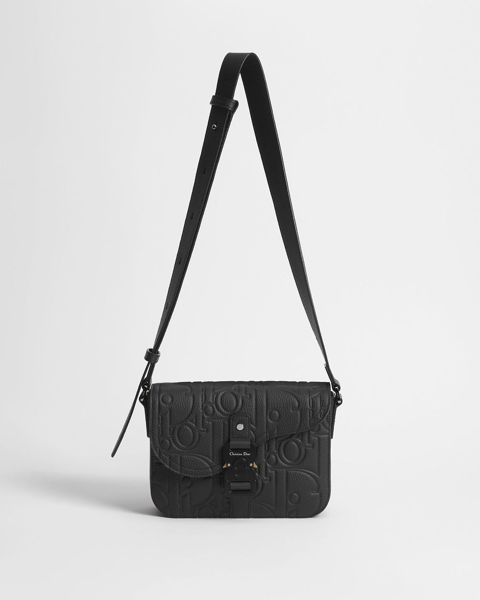 Dior Small Saddle Messenger Bag with Flap in Black Dior Gravity Leather – view 2