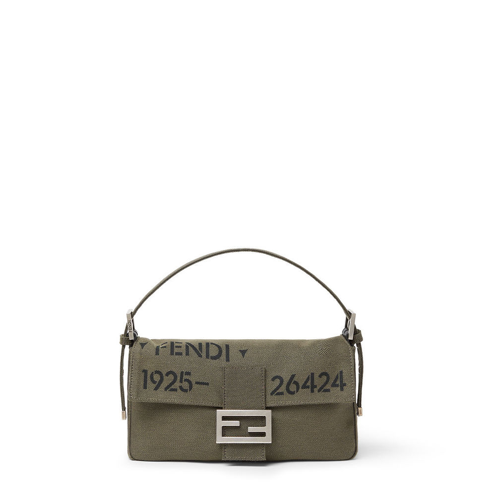 Fendi Baguette 26424 bag in khaki green Stencil canvas – front view