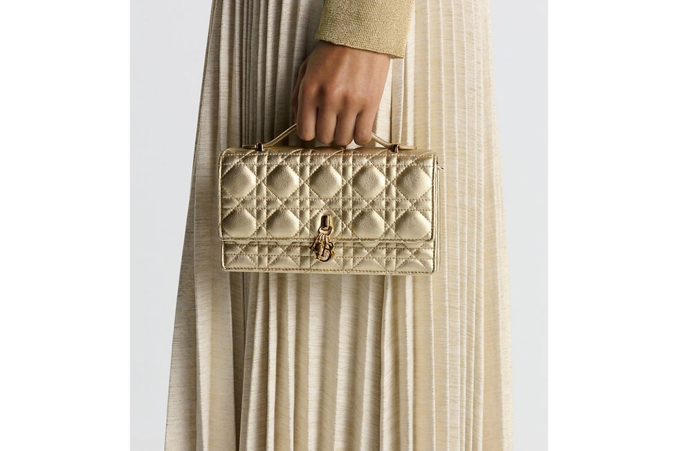 Thumbnail: Dior My Dior Mini bag in gold-tone metallic Cannage calfskin – view 10