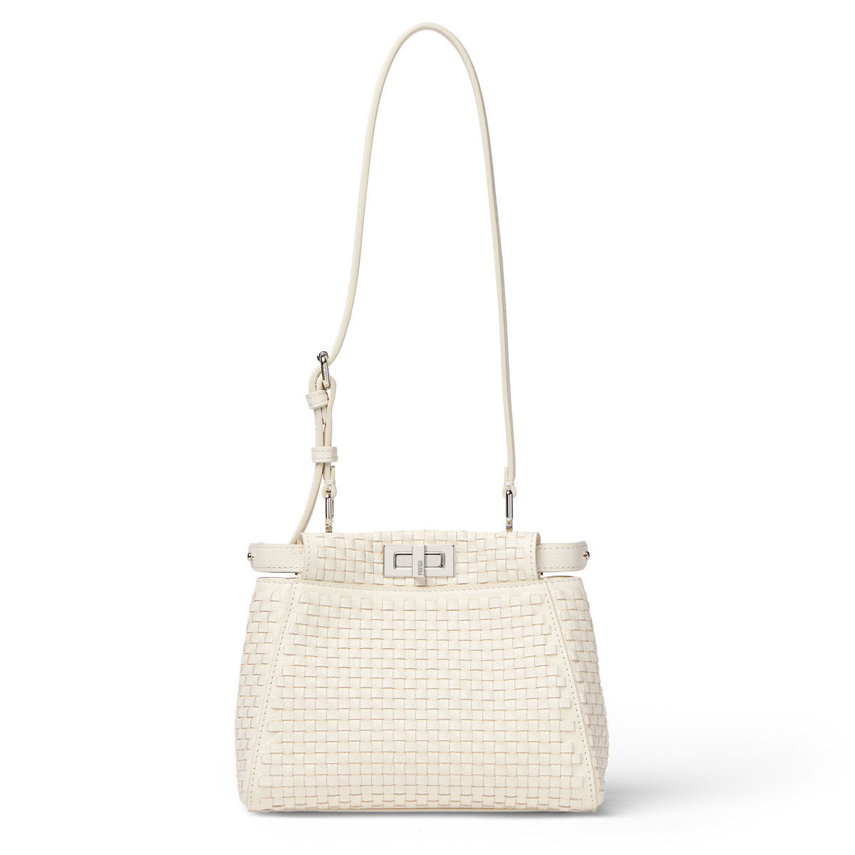 Fendi My Peekaboo XS bag in parchment woven calfskin – front view