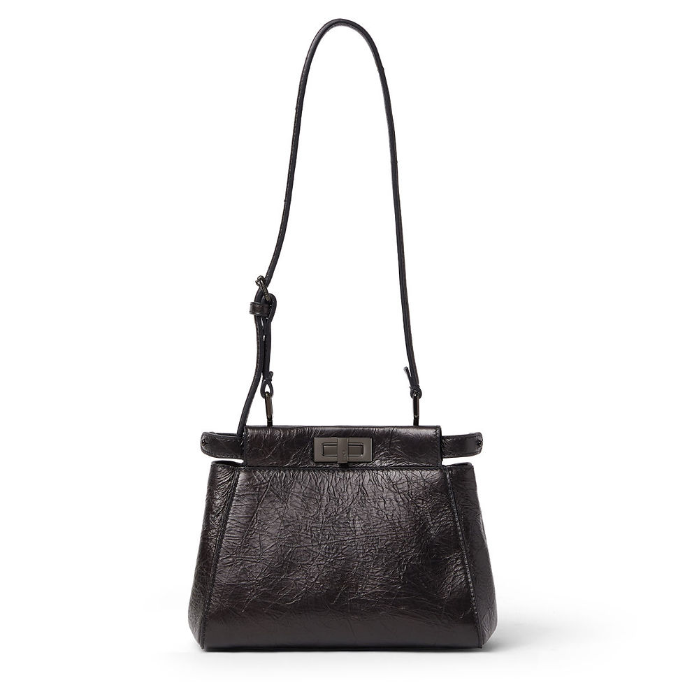 Fendi My Peekaboo XS bag in black crackled calfskin – front view
