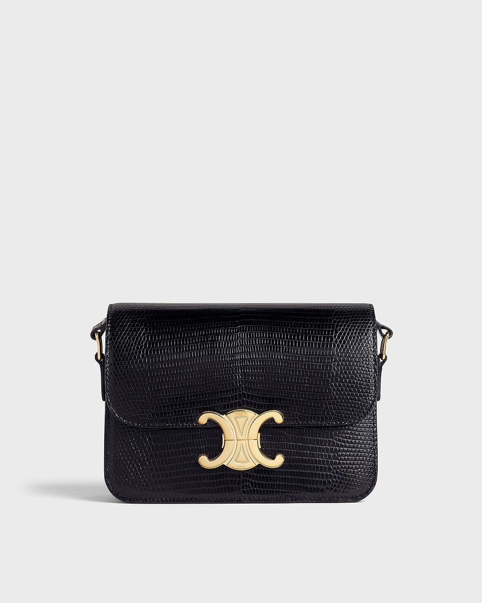 Thumbnail: Celine Teen Triomphe bag in black lizard – front view