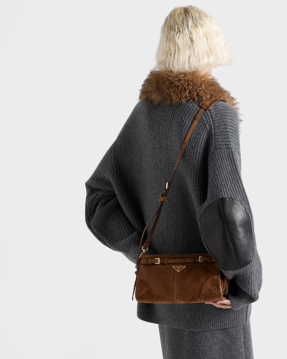 Thumbnail: Prada Bonnie small shoulder bag in cocoa brown suede – view 7