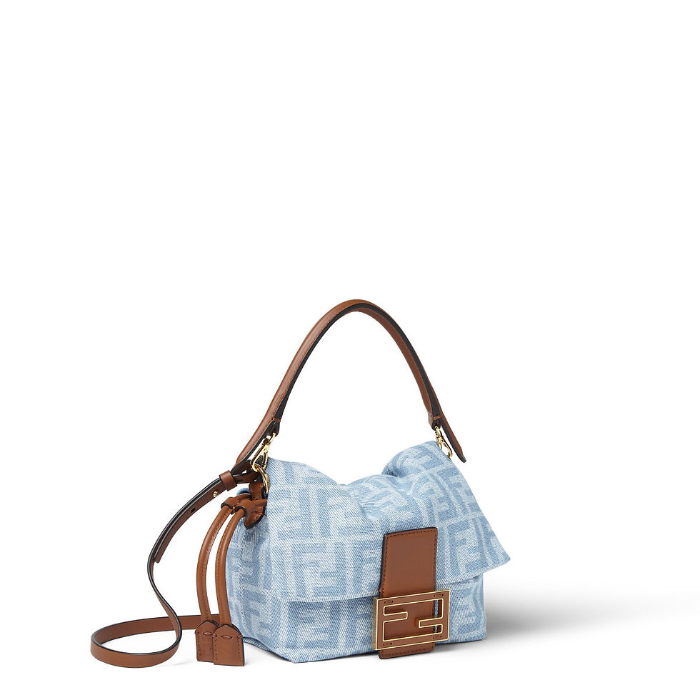 Fendi Baguette Soft Small bag in light blue FF denim – view 2