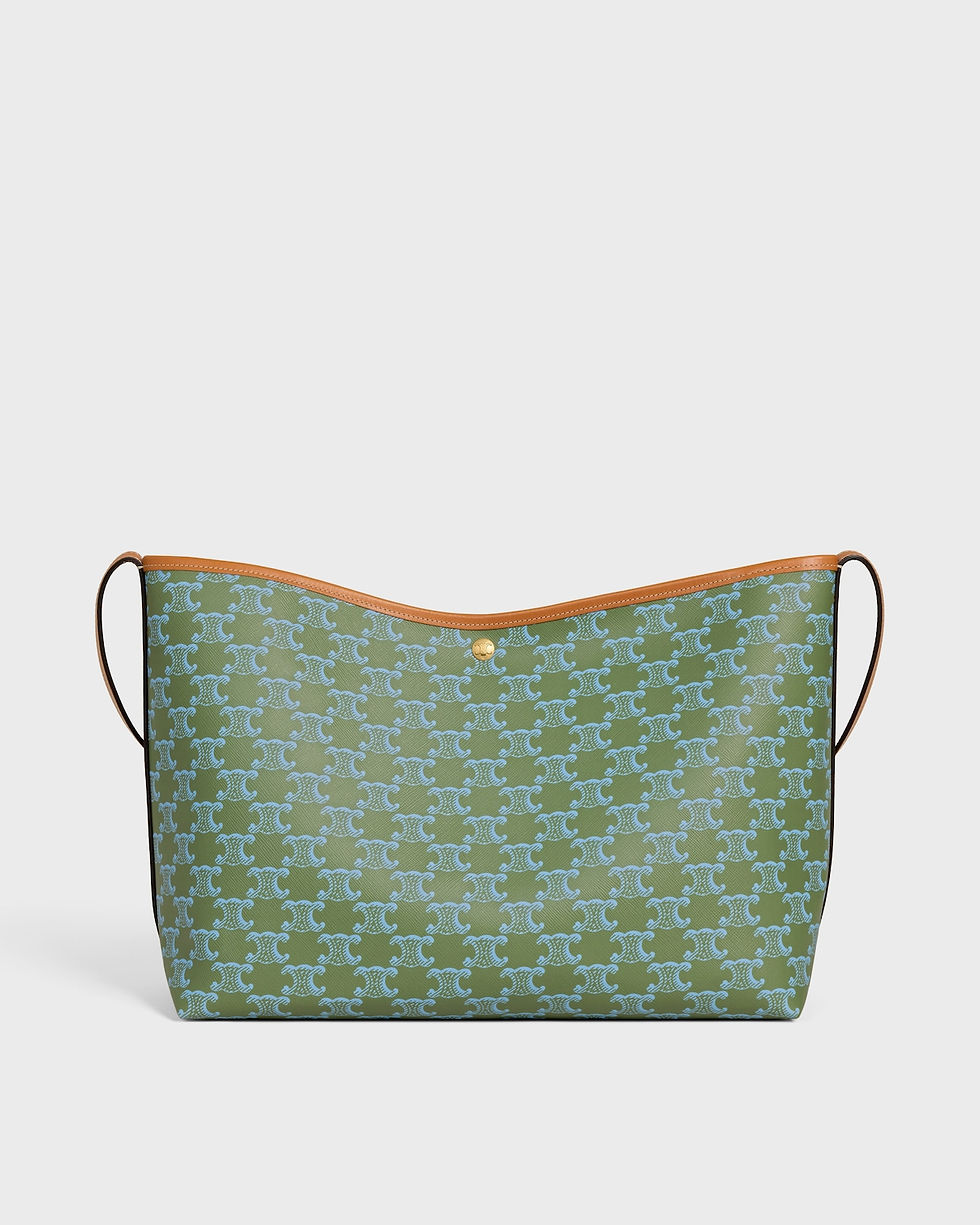 Thumbnail: Celine Soft Shopper Bag in Light Kaki/Sky Blue Triomphe Canvas and Calfskin – view 4