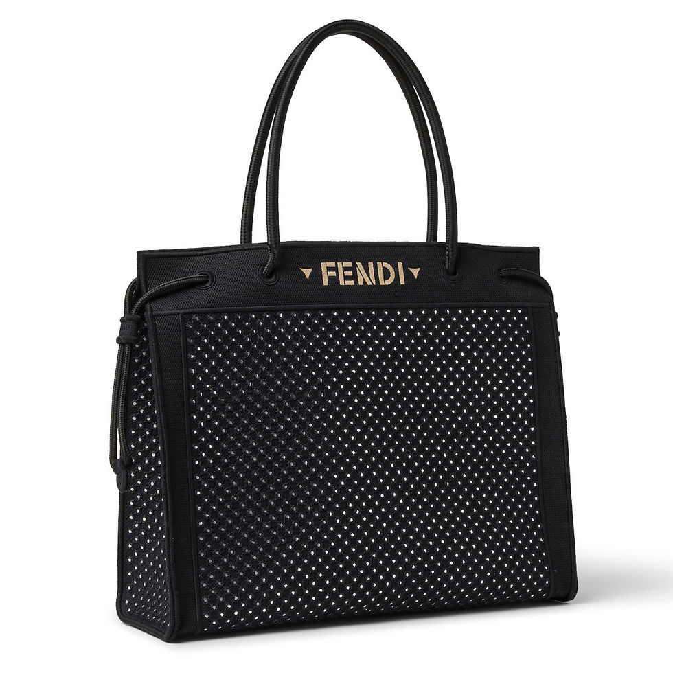 Fendi Magic Large Shopper in black mirror-embroidered fabric – view 2