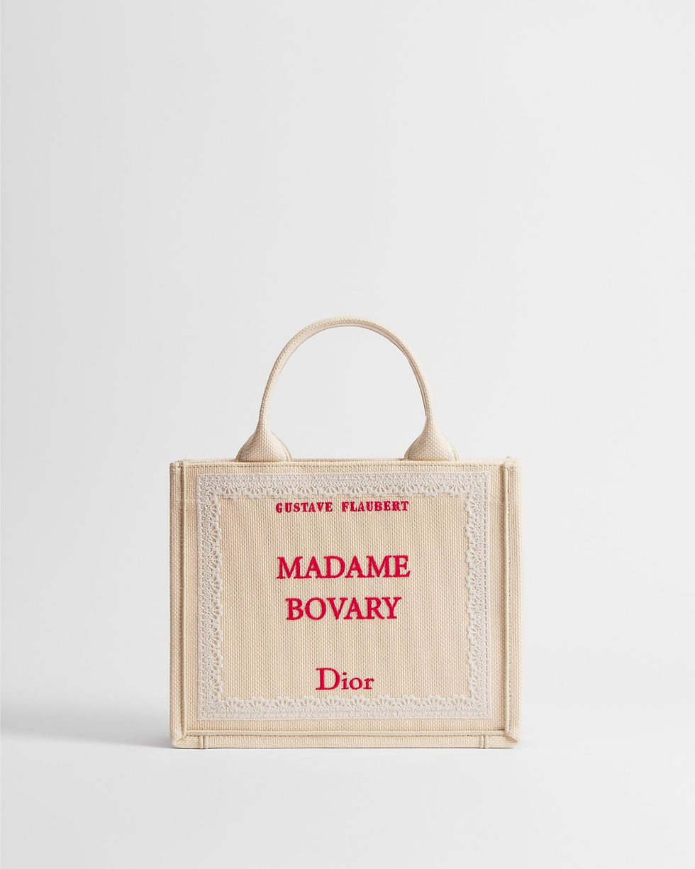 Dior Small Book Tote with strap in pink cotton, Madame Bovary – front view