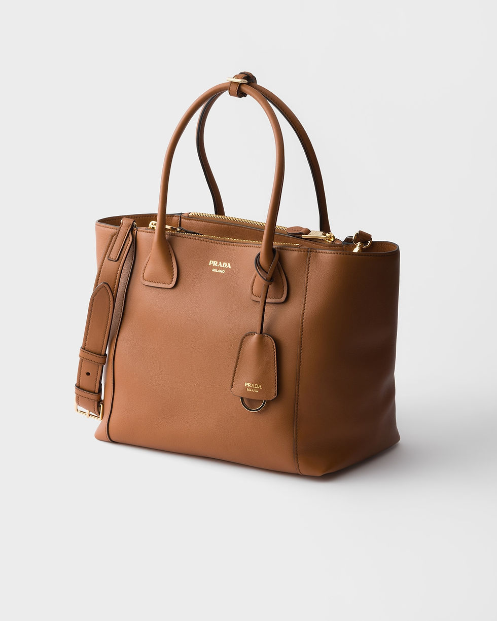 Thumbnail: Prada Nova large tote bag in cognac calfskin, 32 cm wide – view 3