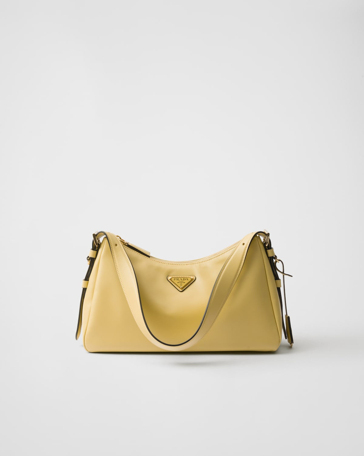 Prada Aimée medium shoulder bag in vanilla leather – front view
