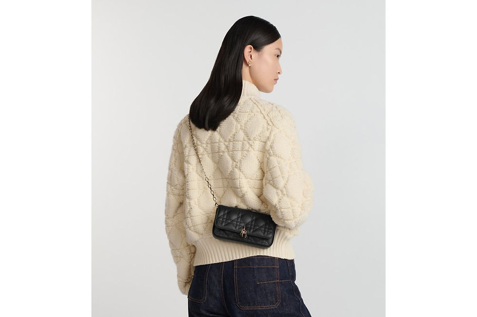 Thumbnail: Dior My Dior Talk phone pouch in black Cannage lambskin – view 7