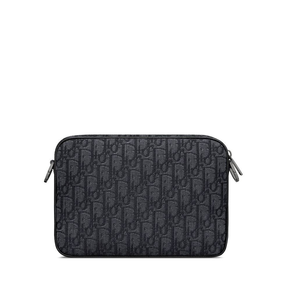 Thumbnail: Dior Saddle Triple Pouch in black Dior Oblique jacquard – back view