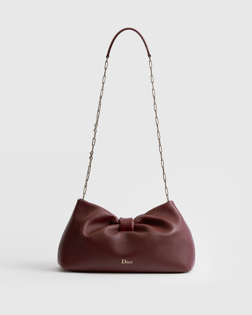 Dior Or Medium Bow bag in red natural grain lambskin – view 2