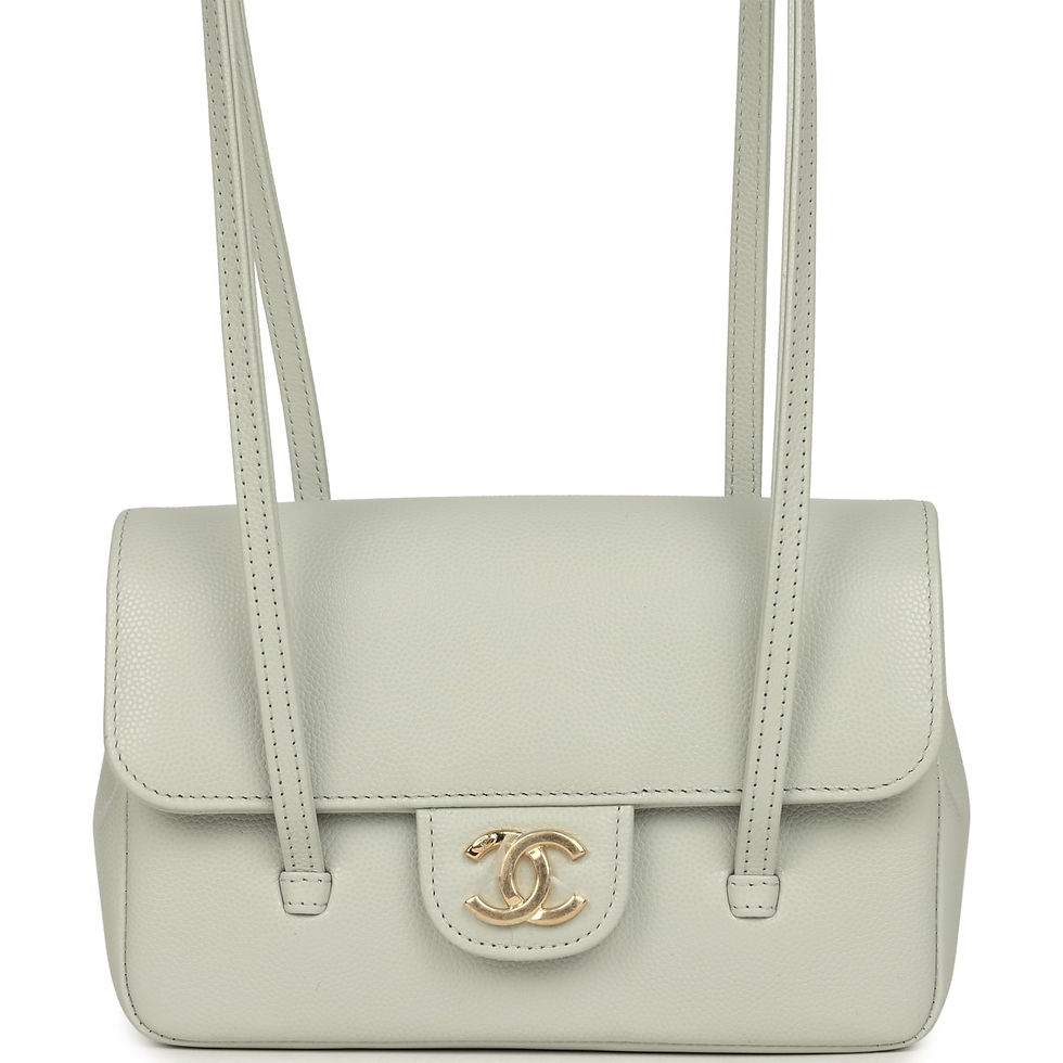 Chanel mini Preppy Coco flap bag in light green caviar leather with two straps