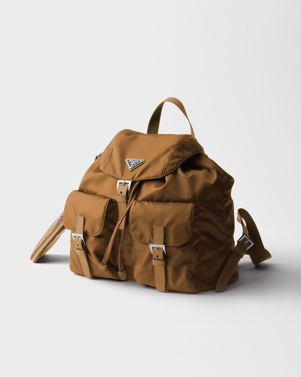 Prada medium backpack with pouch in brandy Re-Nylon – view 2