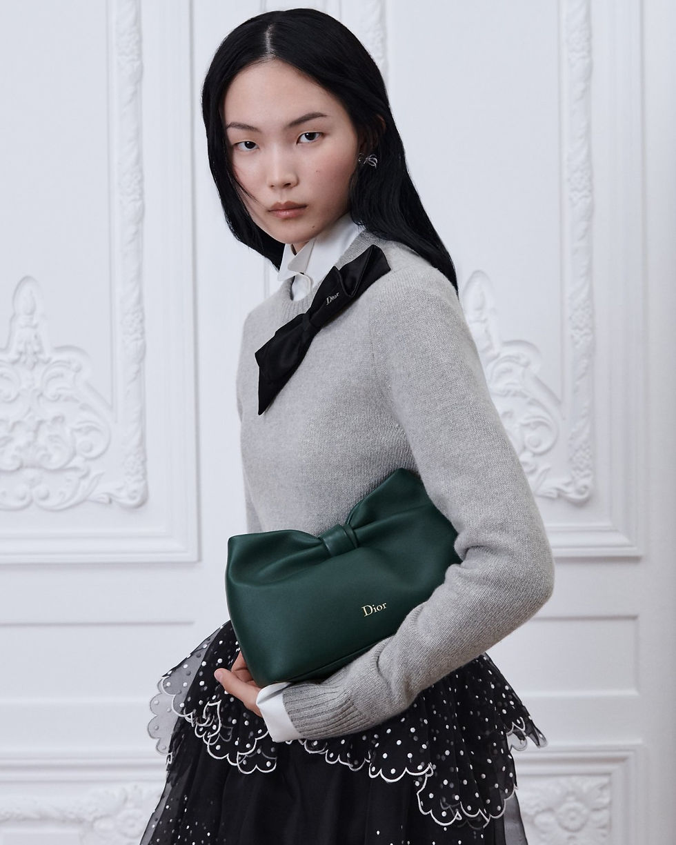Dior Small Bow Bag in Green Natural Grain Lambskin – view 2