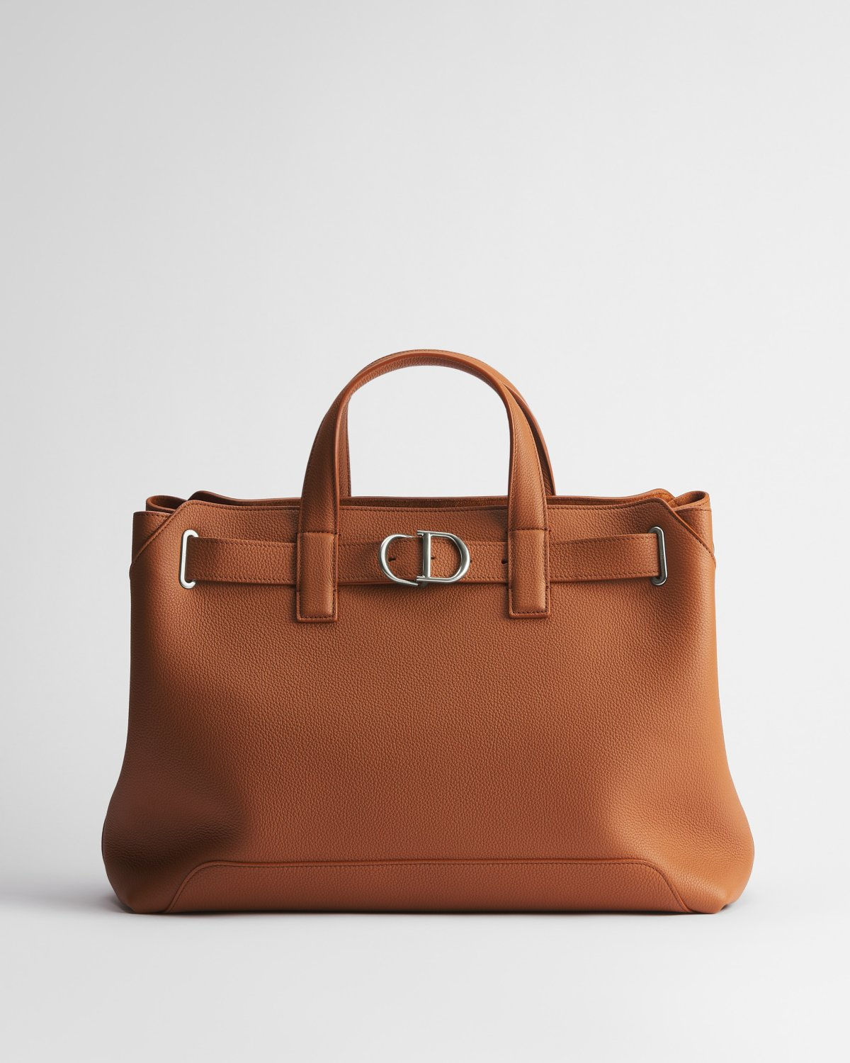Dior Medium Normandie tote bag in tan grained calfskin – front view