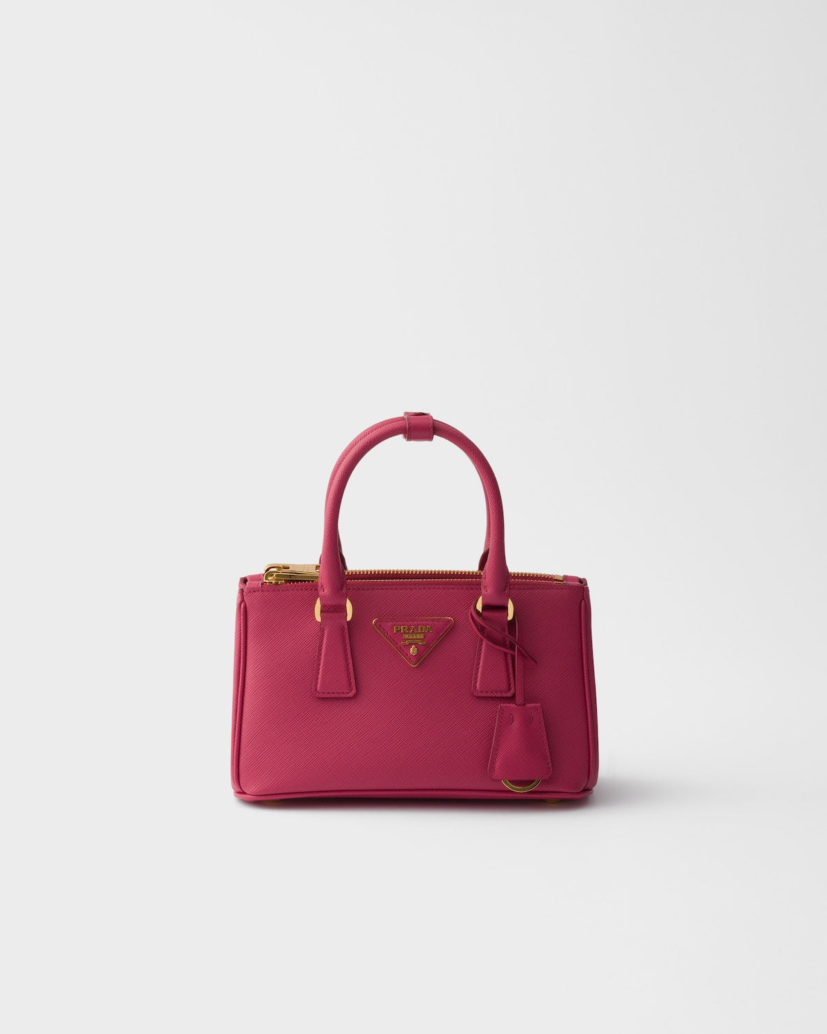 Prada Galleria elongated mini bag in peony pink Saffiano leather – front view