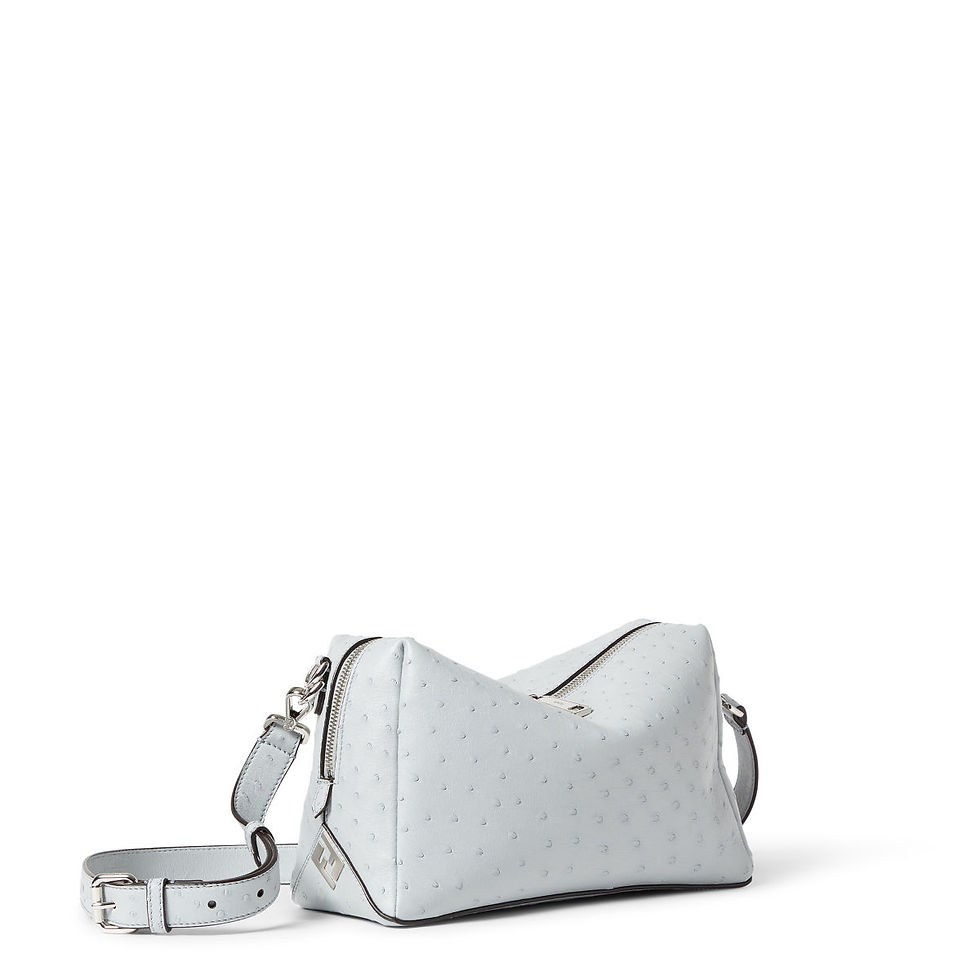 Fendi Lui Medium bag in pearl grey ostrich leather – front view