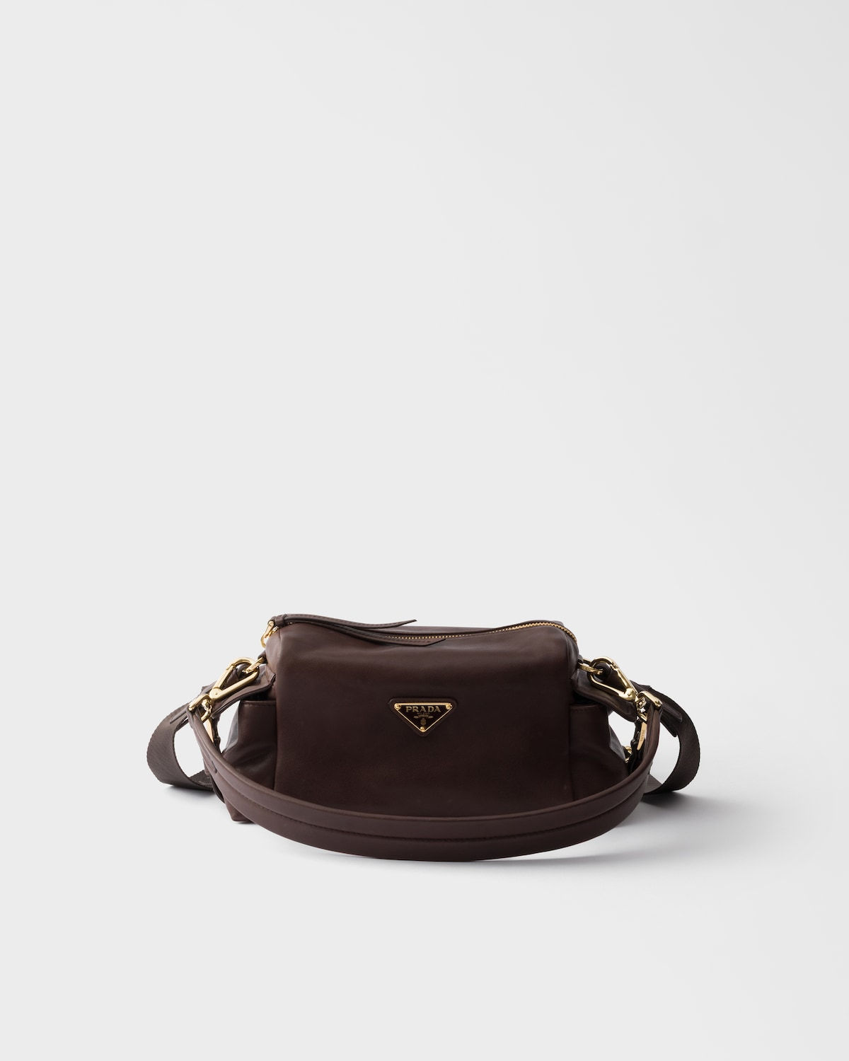 Prada Explore small bag in sienna nappa leather – front view