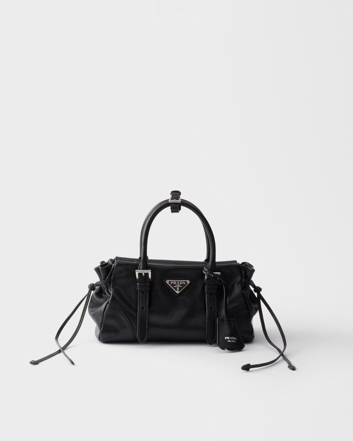Prada Karin small bag in black leather – front view