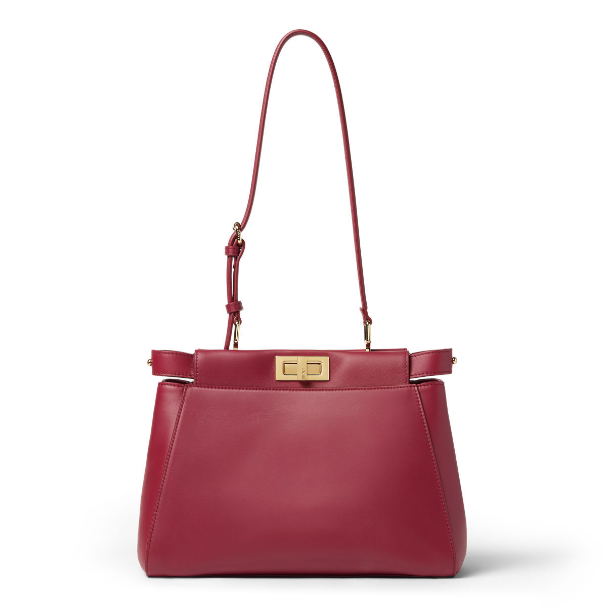 Fendi My Peekaboo Small bag in dark red calfskin – front view