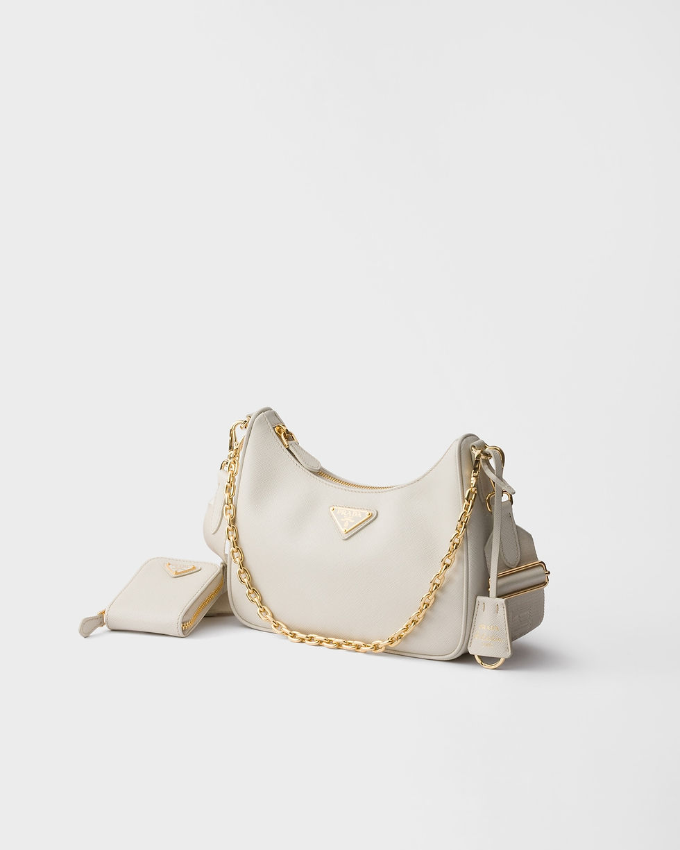 Prada Re-Edition 2005 shoulder bag in chalk white Saffiano leather – view 2