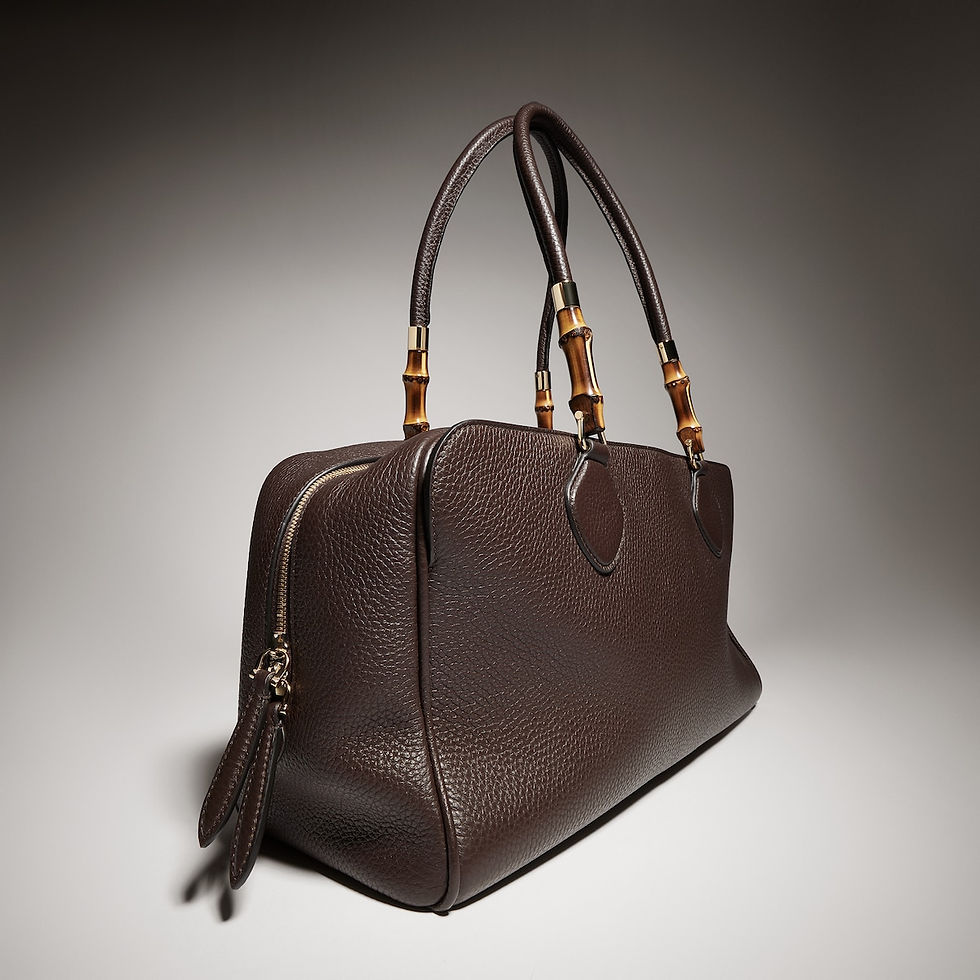Thumbnail: Gucci Large boston bag with bamboo - dark brown leather
