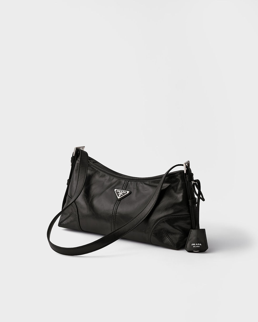 Prada Aimée medium shoulder bag in black shiny leather – view 2