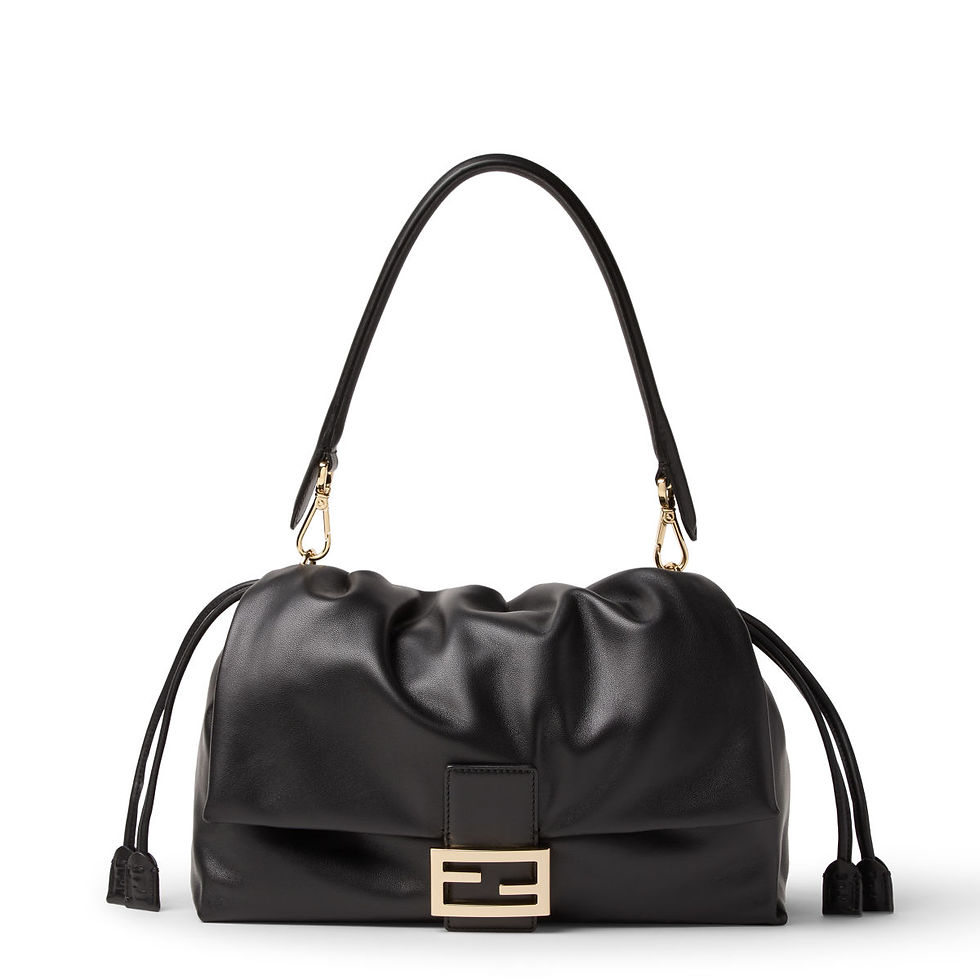 Fendi Baguette Soft Large bag in black nappa leather – front view