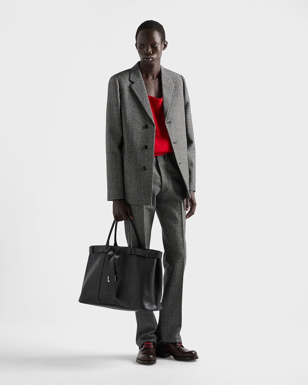 Prada Buckle bag in black antiqued nappa leather – on model