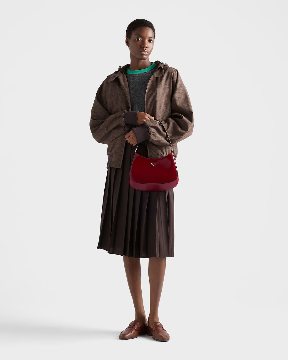 Prada Cleo hobo bag in ruby red brushed leather – view 2