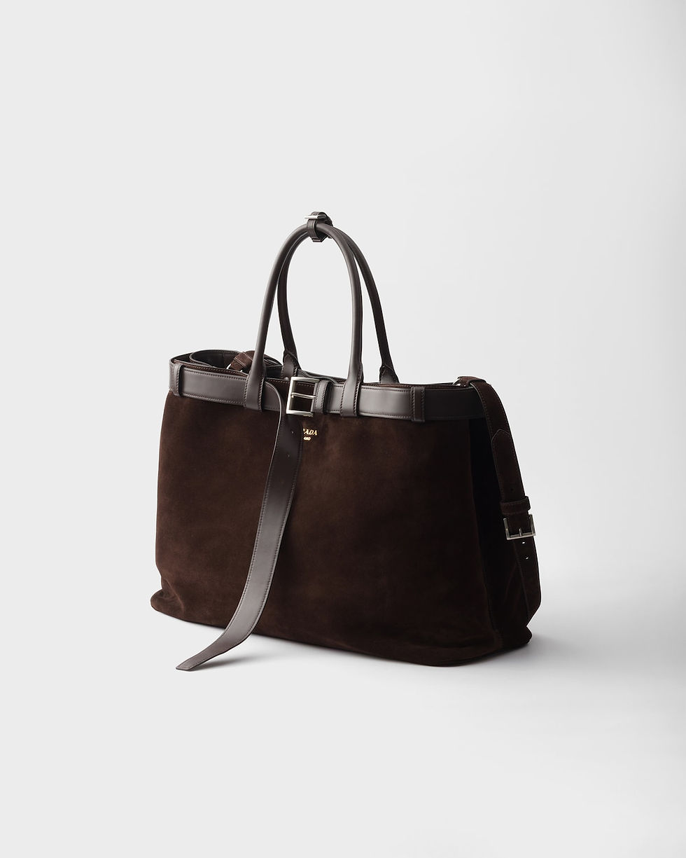 Prada Buckle bag with belt in dark brown suede – view 2