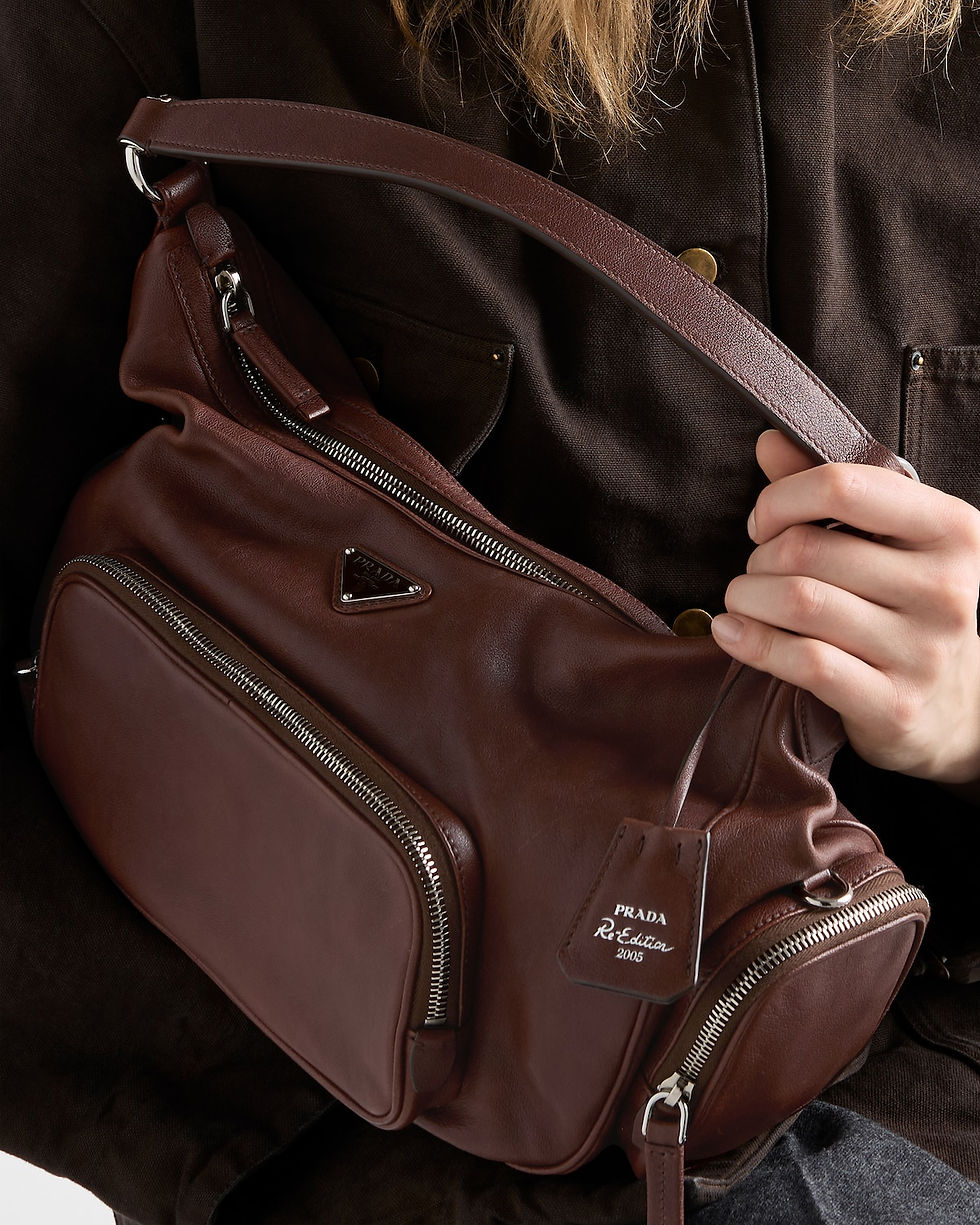Thumbnail: Prada medium hobo bag in cocoa brown washed leather – view 8
