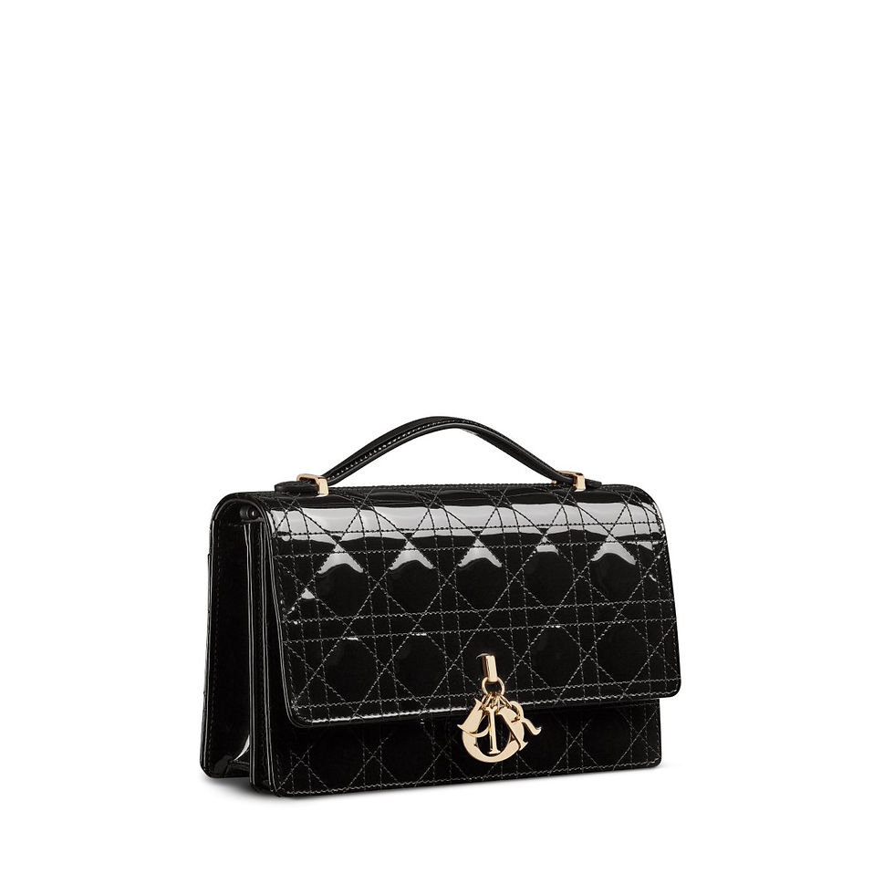 Thumbnail: Dior My Dior Top Handle Bag in Black Patent Cannage Calfskin – view 4