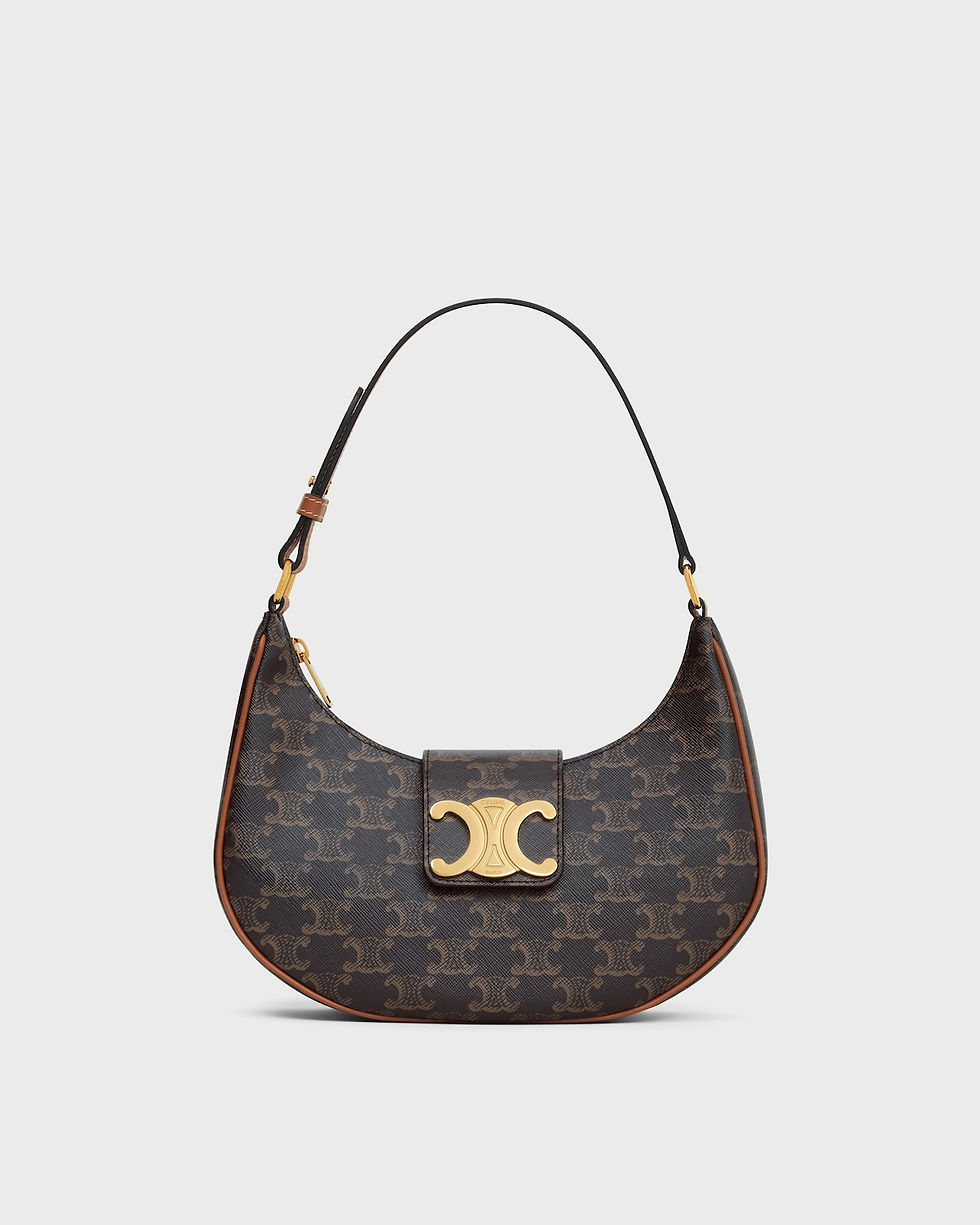 Celine Medium Ava Triomphe bag in tan Triomphe canvas and calfskin – front view