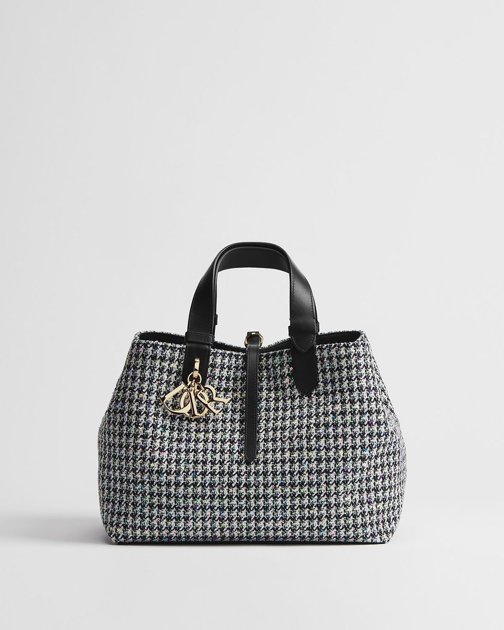 Dior Toujours Medium bag in multicolor houndstooth sequin embroidery – front view