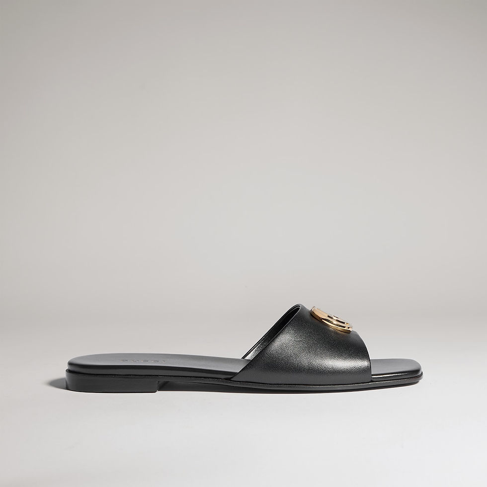Thumbnail: Gucci Women's slide sandal with Double G - black leather