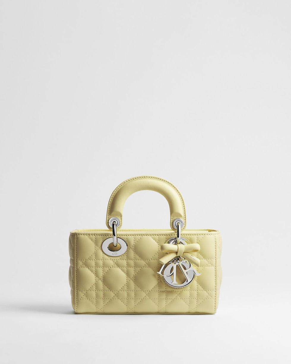 Dior Mini Lady D-Joy bag in Mimosa yellow Cannage lambskin – front view