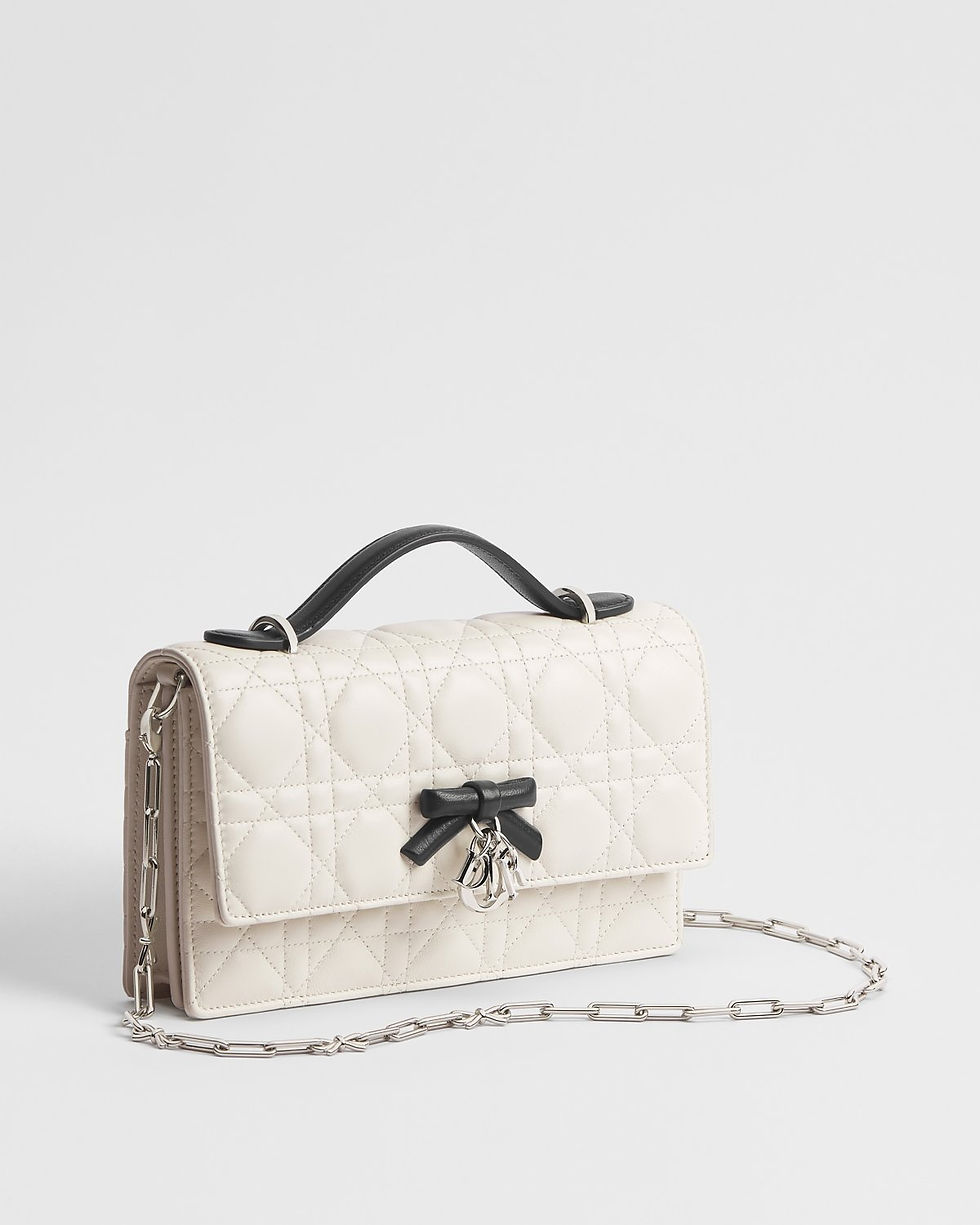 Dior My Dior Mini Bag in latte and black Cannage lambskin – view 2
