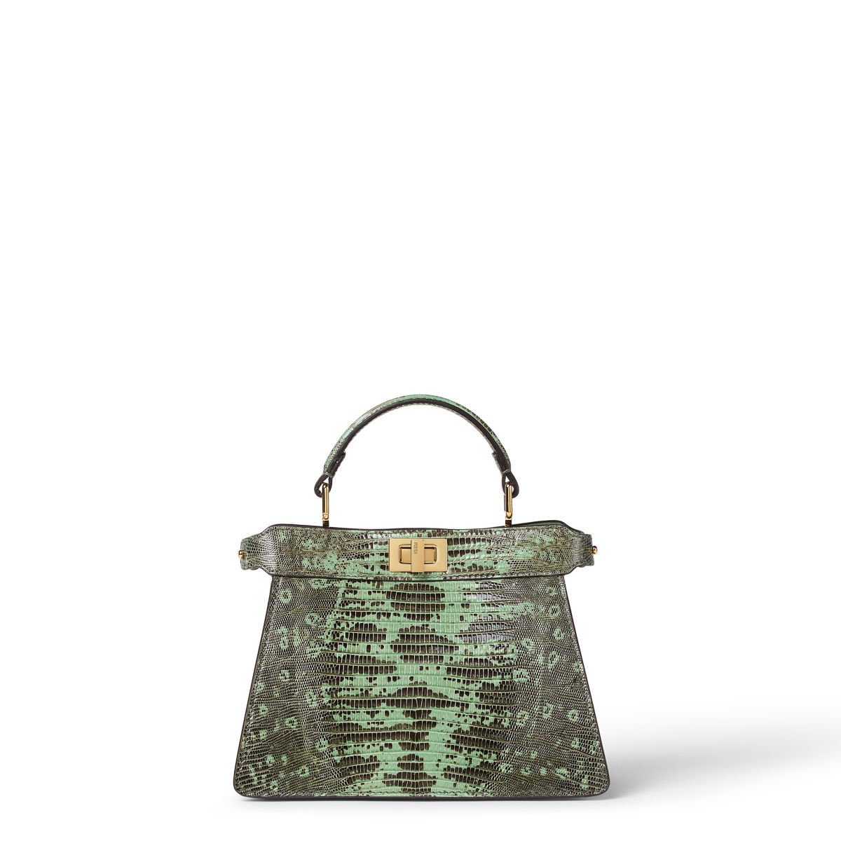 Fendi Peekaboo ISeeU Petite bag in jade green tegu lizard leather – front view
