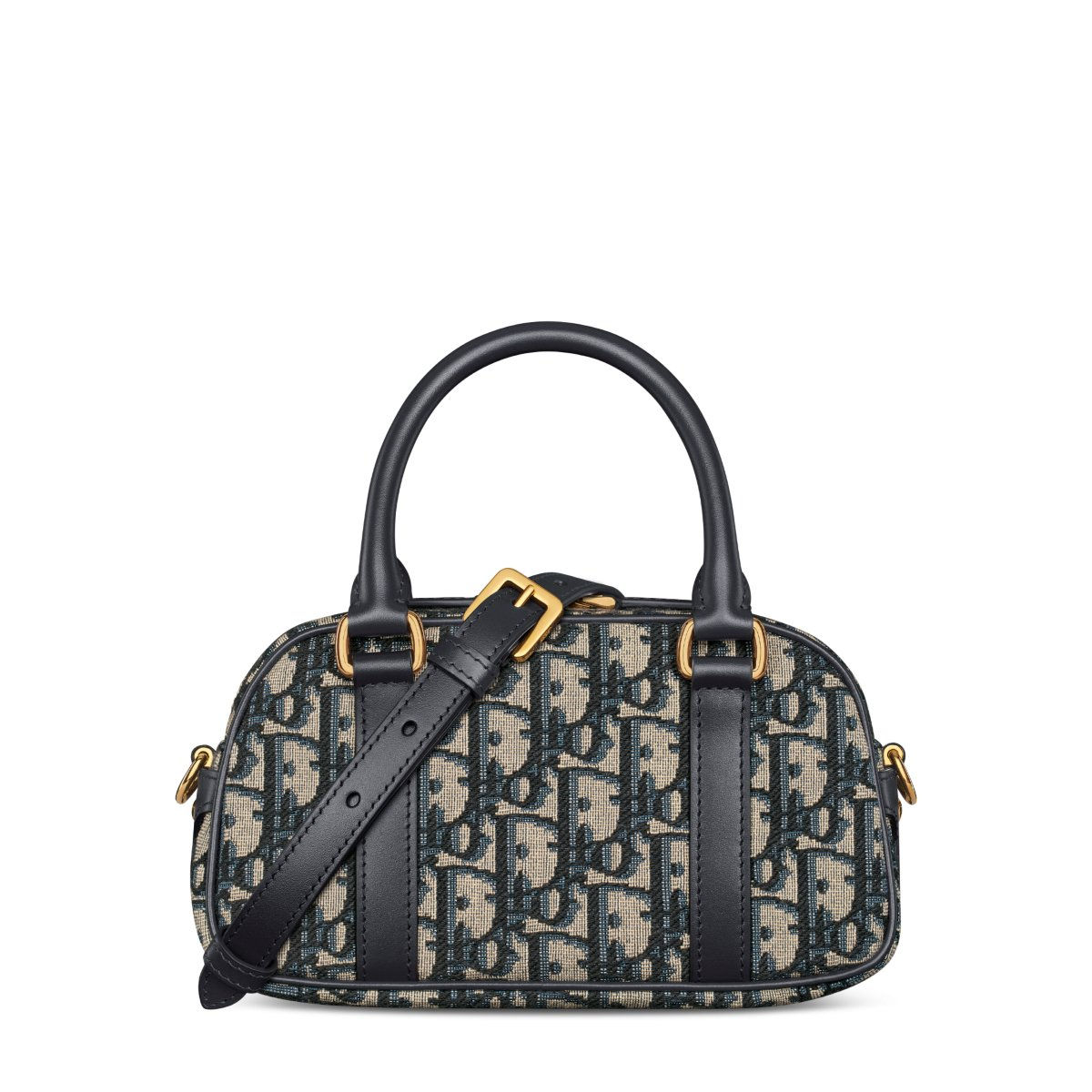 Dior D-Vibe East-West Nano Bag in blue Dior Oblique jacquard – front view
