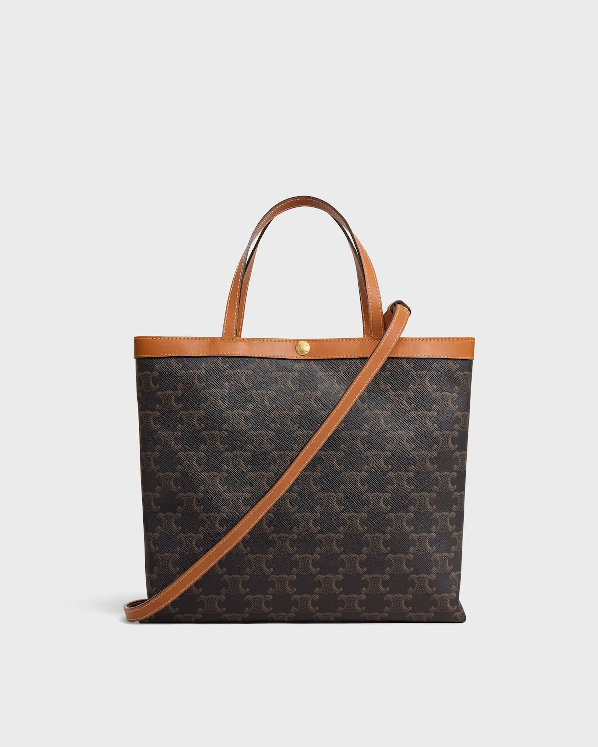 Celine Small Square Cabas in Miel Triomphe canvas and calfskin – front view