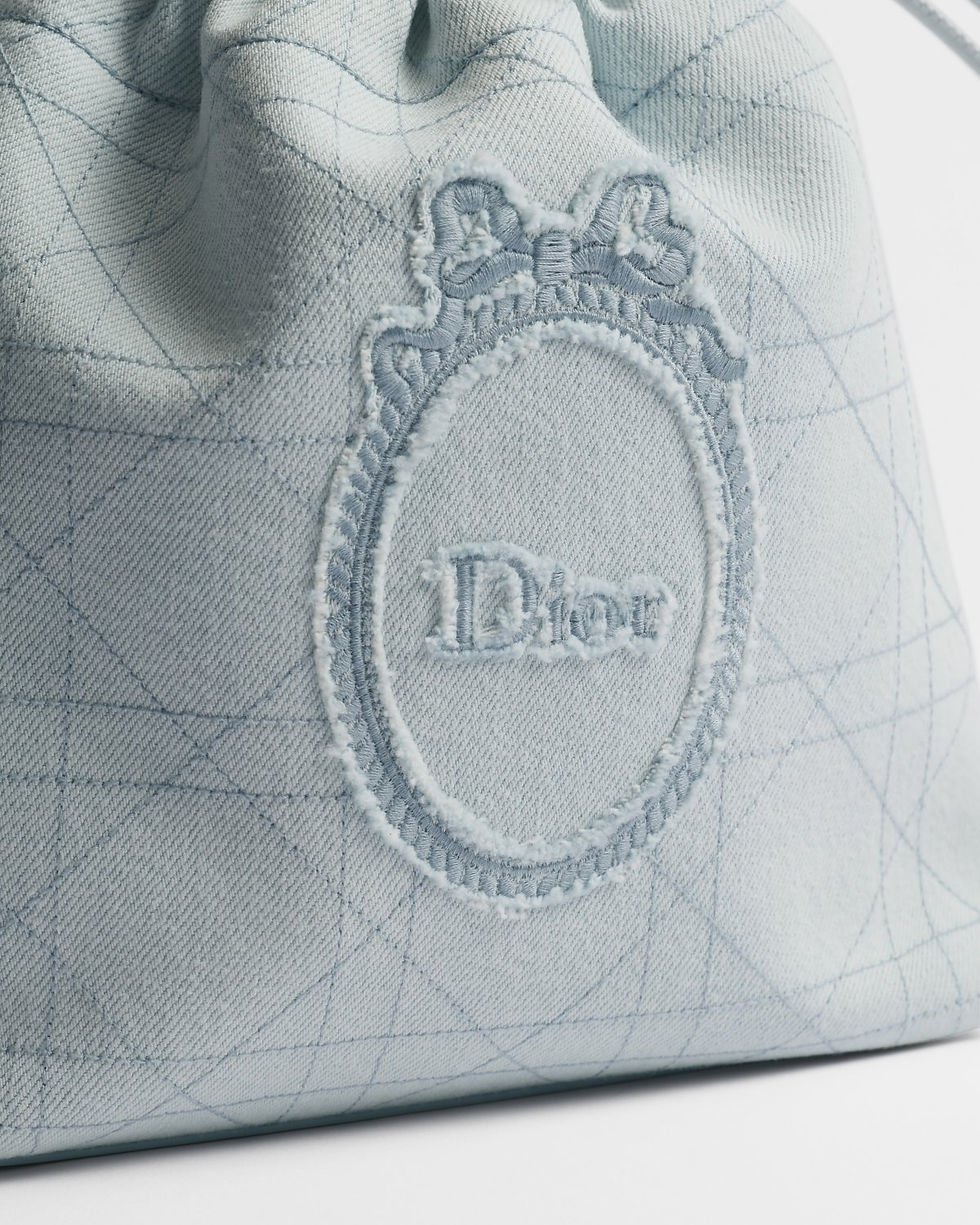 Thumbnail: Dior Blooming mini bucket bag in blue Flat Macrocannage denim – view 4