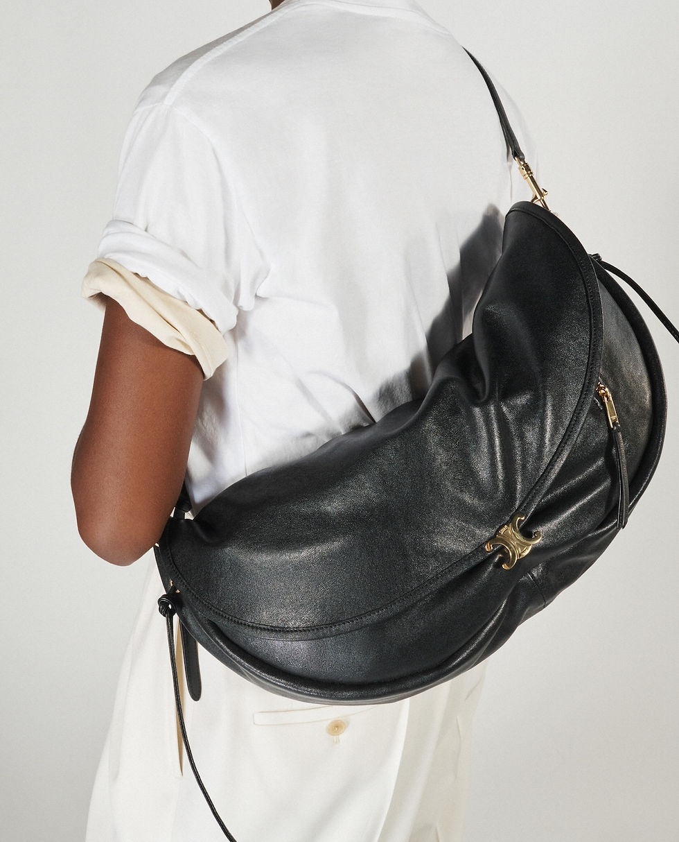 Thumbnail: Celine Soft Triomphe Halfmoon bag in black shiny lambskin – view 6