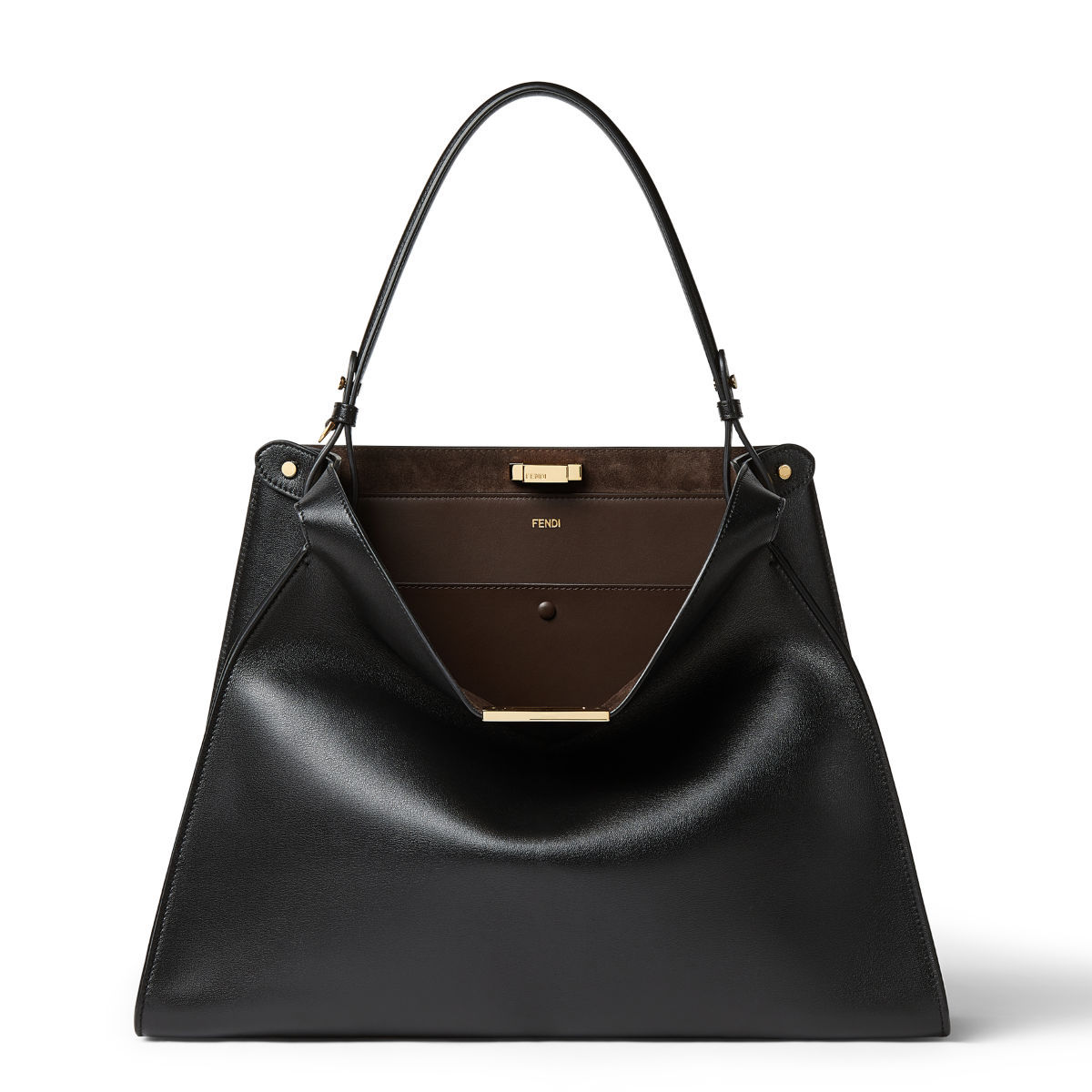 Fendi Way Large bag in black calfskin – front view