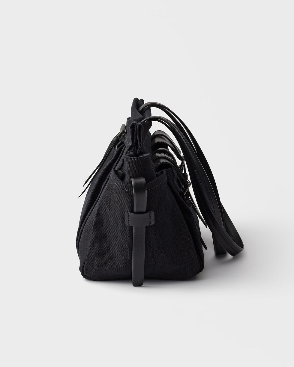 Thumbnail: Prada Route large tote bag in black canvas and leather – view 5